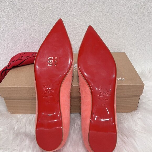 Christian Louboutin ANJALINA Pointed Hall Follies Kate Duvettina Ballet Flat 40 - Picture 8 of 9
